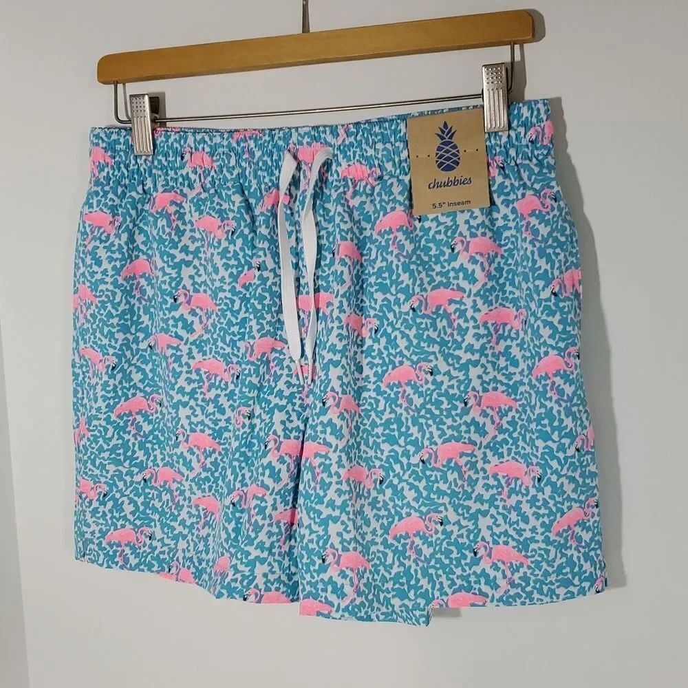 Chubbies The Domingos Are For Flamingos 5.5" Classic Swim Trunks M NWT